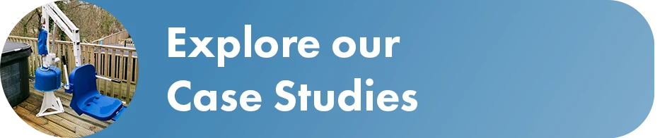 a blue button with white text that says "explore our case studies"