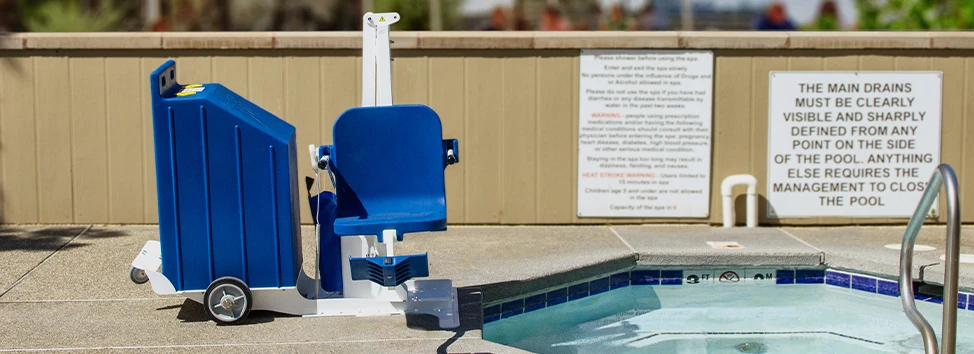 a banner image of the portable pro 2 at a small poolside
