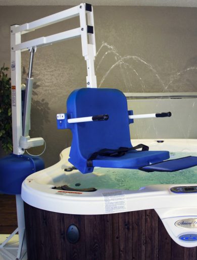 spa ultra lift, showing above hot tub, with no user in seat.