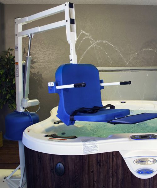 spa ultra lift, showing above hot tub, with no user in seat.