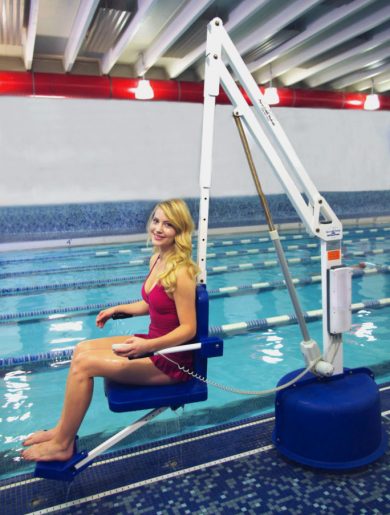 revolution pool lift, demonstrated with user in situ